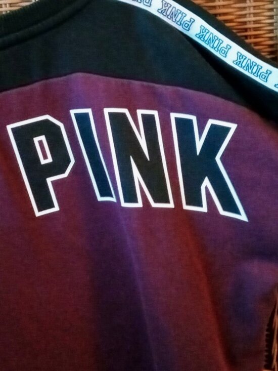 PINK Sweatshirt Women's L Victoria's Secret Dog V-Neck Pullover Long Sleeve - Picture 3 of 14